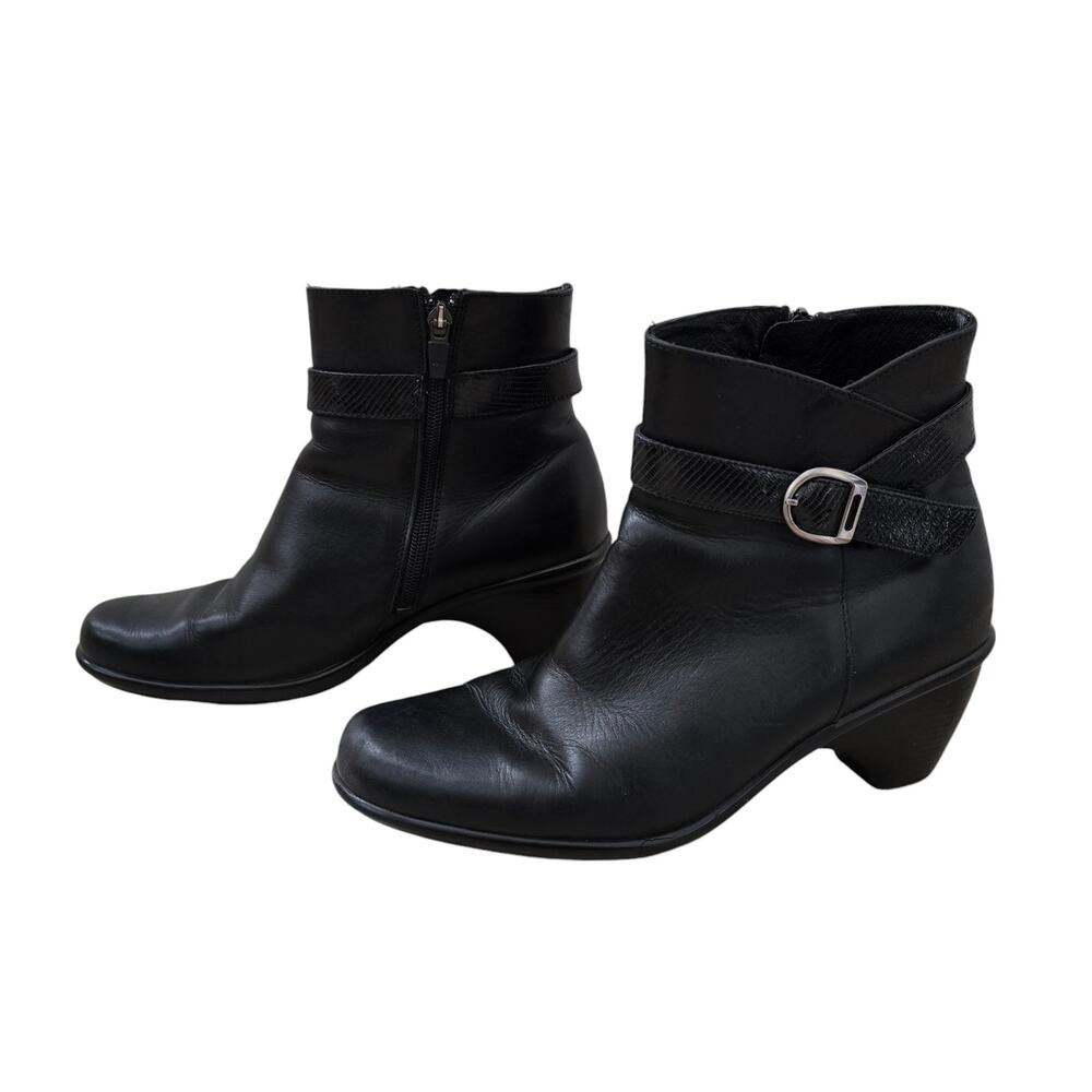 Dansko Womens Ryan Boots EU 40 Black Leather Buckle Accent Zip Up Ankle Booties